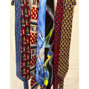 Lot of 7 Vintage J. Garcia Silk Neck Ties 1990s Abstract Artwear Sample Labels